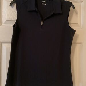 Women's Navy Sleeveless Polo Top
